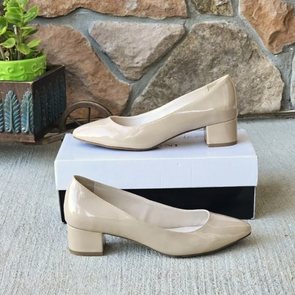 Alfani Women's Daleah Khaki Pointed Toe Classic Patent Pumps Size 8.5 Block Heel - Picture 10 of 15